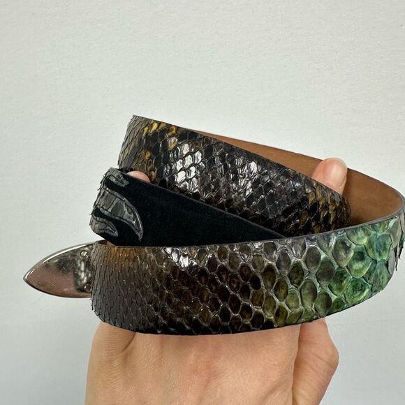 Claudio Orciani Genuine Snakeskin & Suede Leather Western Belt Rhinestone Size S main image 11